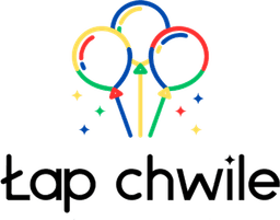 Logo Łap Chwile: trzy kolorowe baloniki nad napisem łap chwile